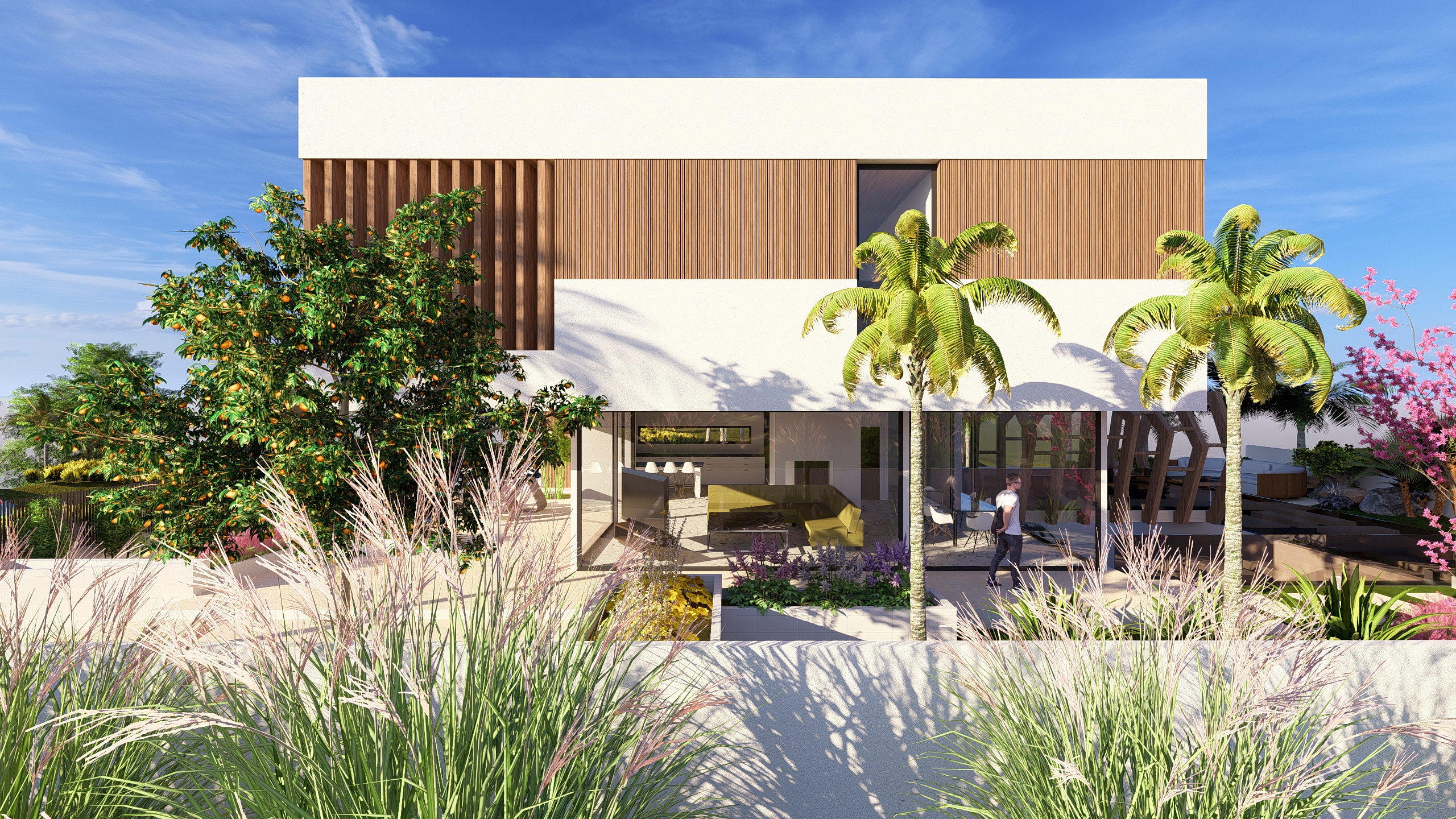 Casa B1 - Vedere de la sol cu vegetația tropicală