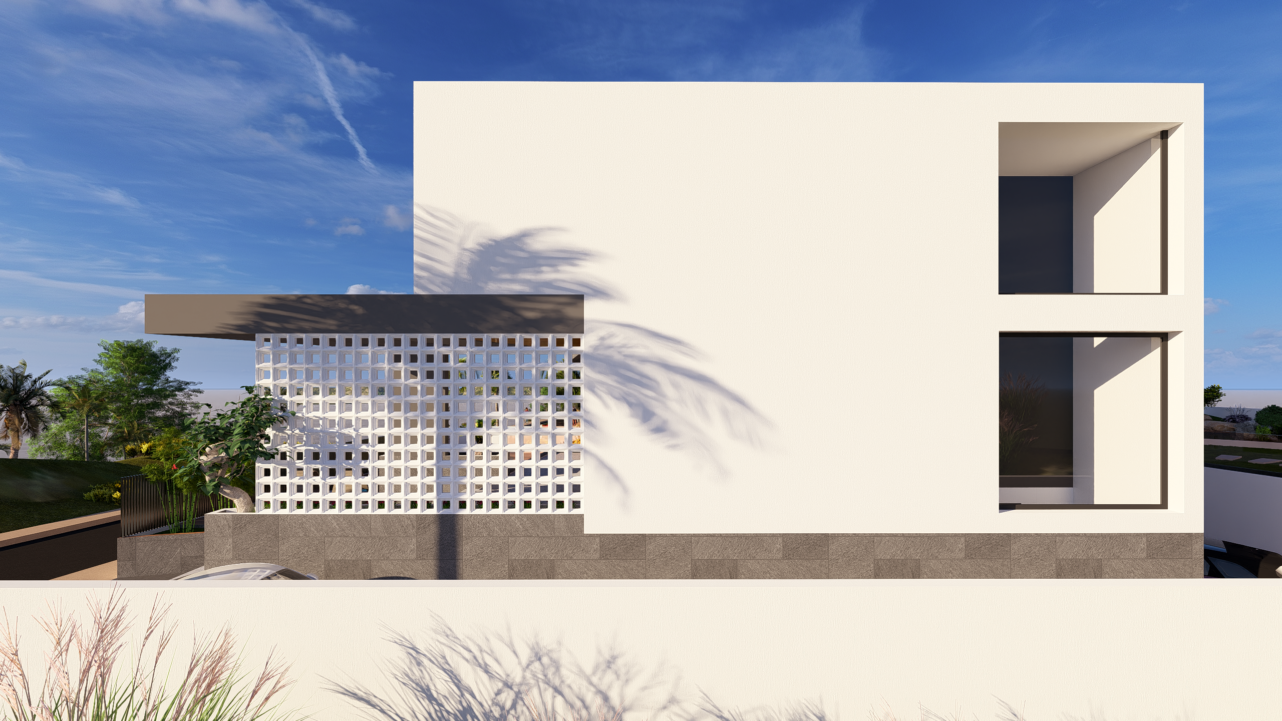 Casa B2 - Fațadă minimalistă cu elemente decorative