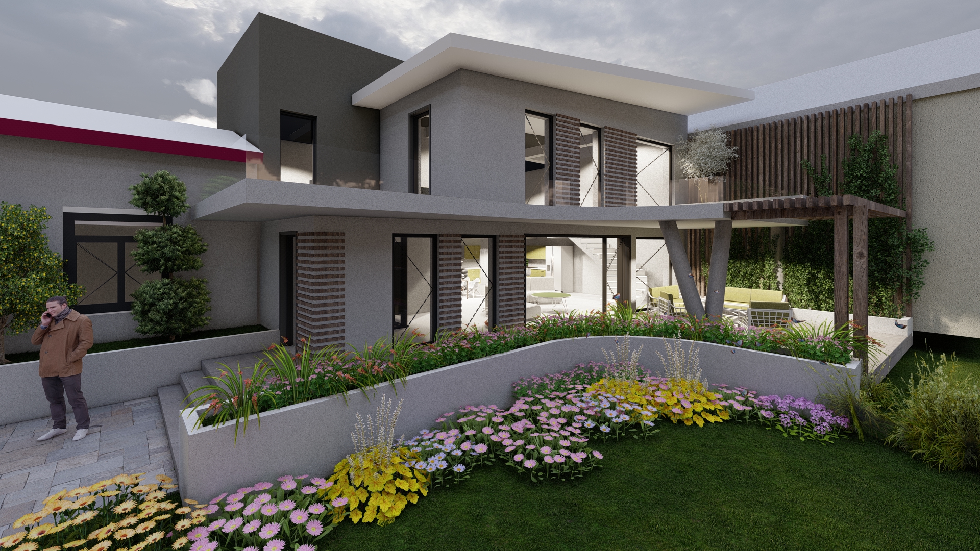 Casa FI - Vedere dinspre grădină cu terase