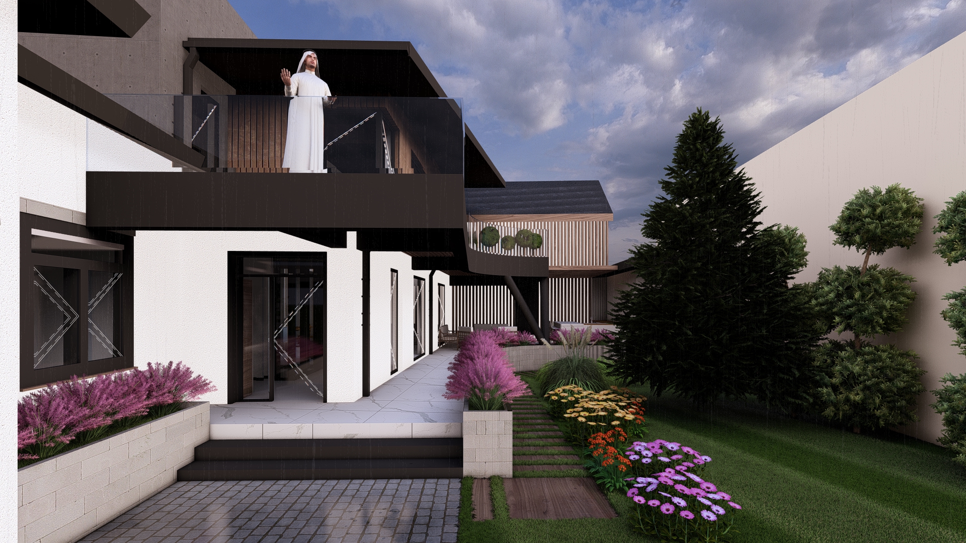 Casa FI - Intrare cu scări exterioare