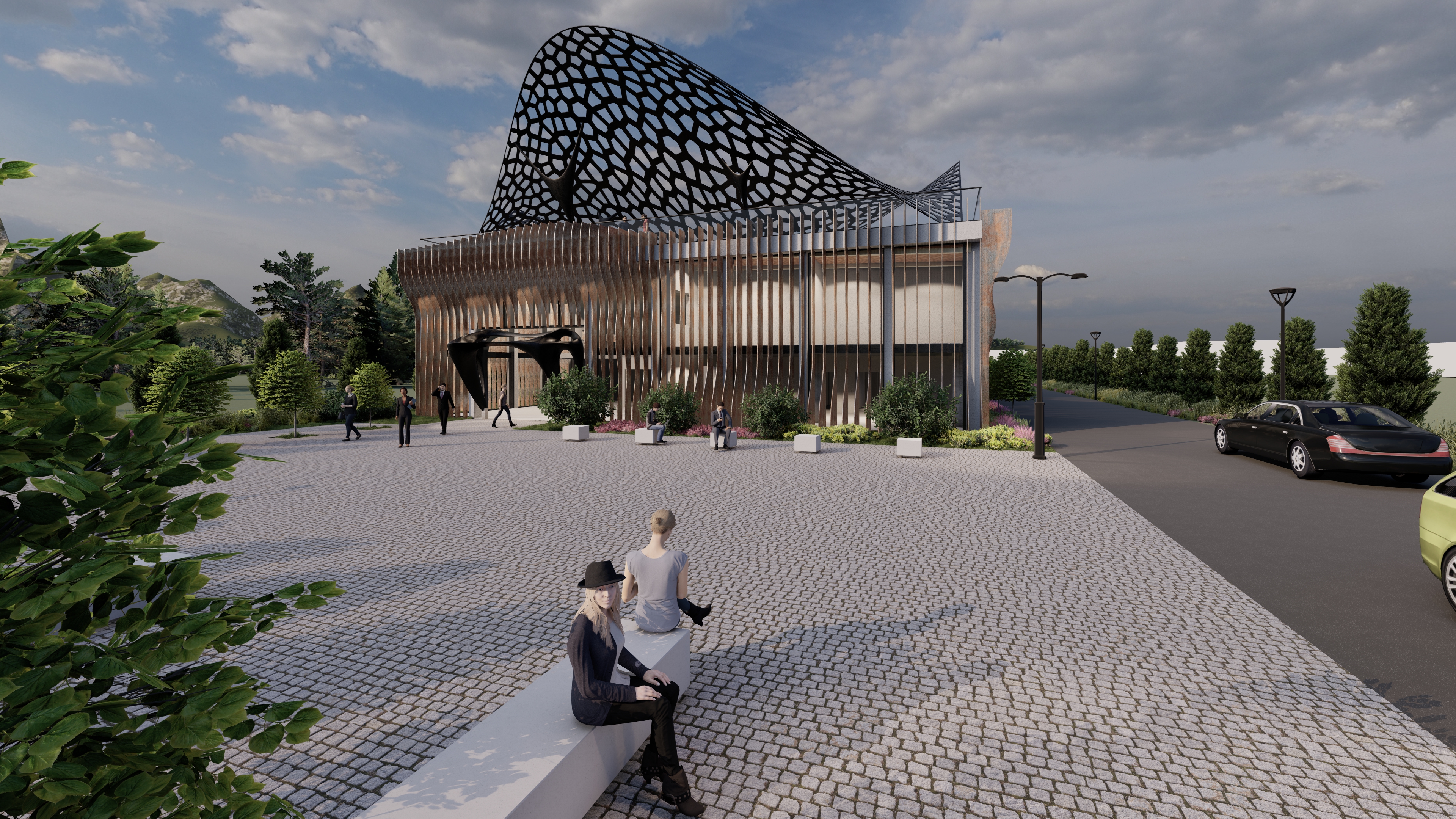 Hale Brașov - Vedere laterală cu structura parametrică