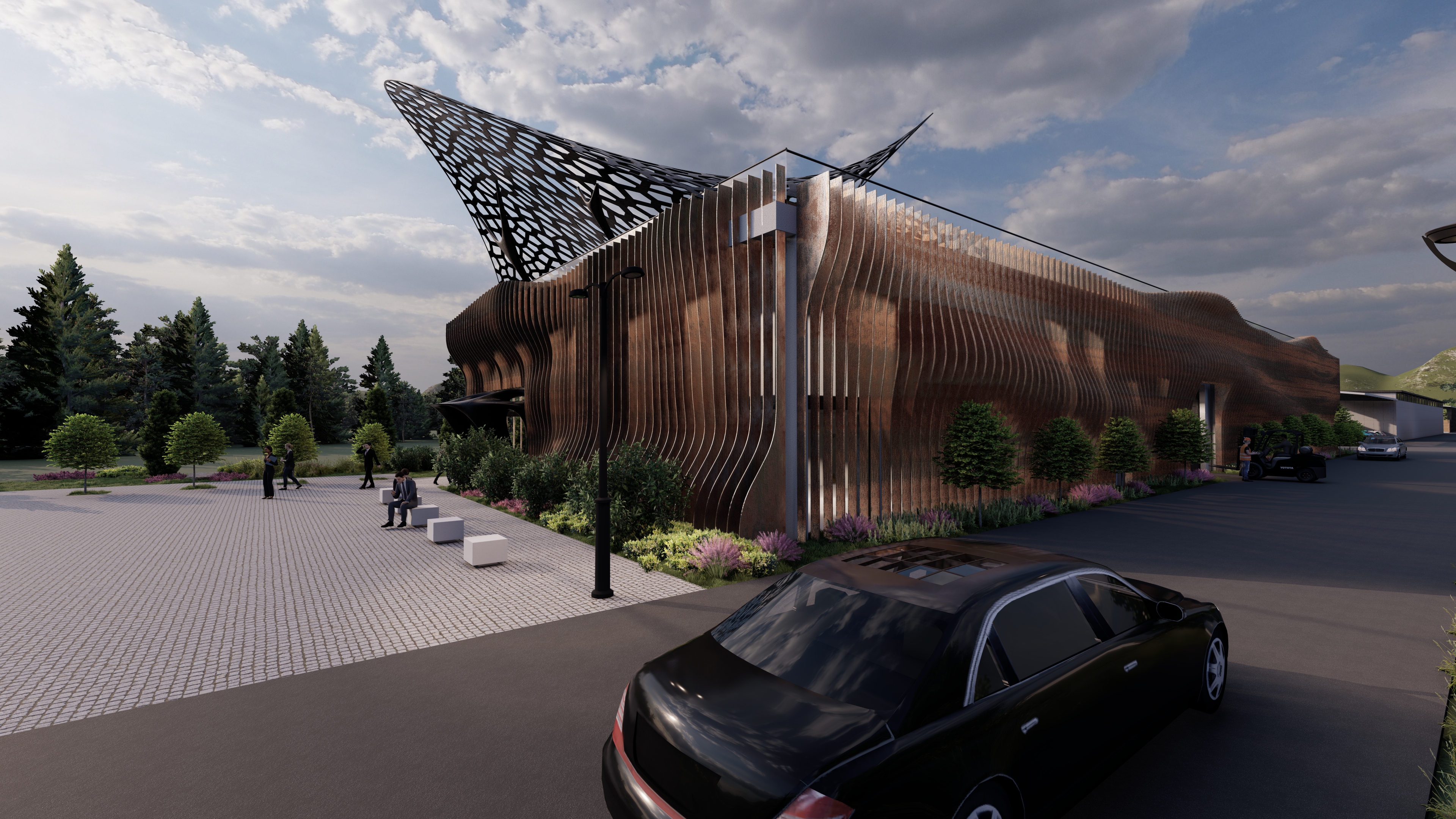 Hale Brașov - Vedere dinamică a structurii ondulate